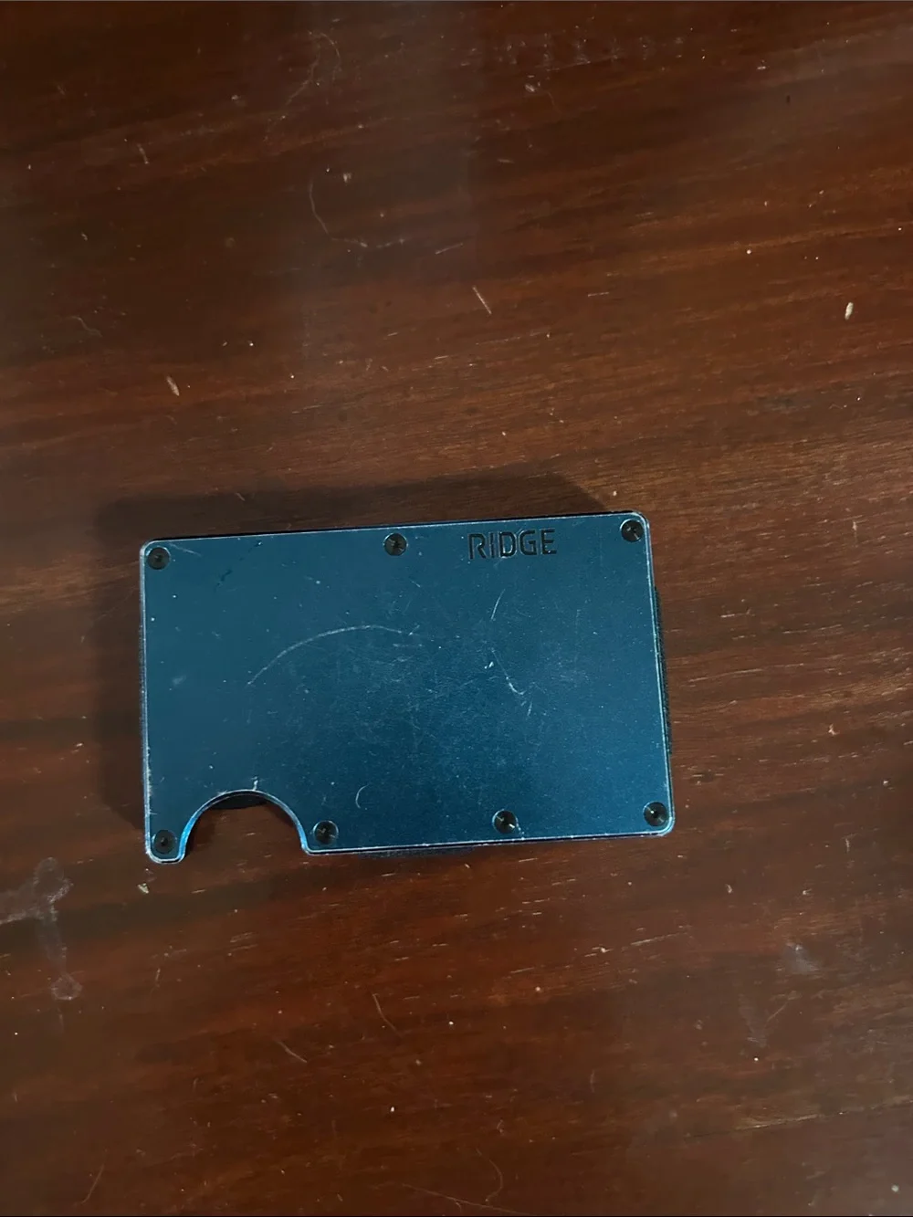 RIDGE blue metal wallet